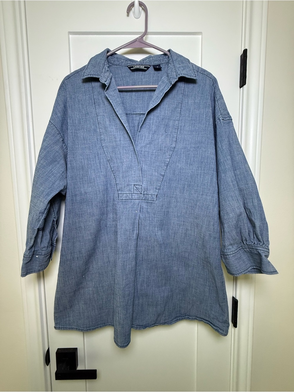 Lands' End Denim-Effect Blue Tunic Top